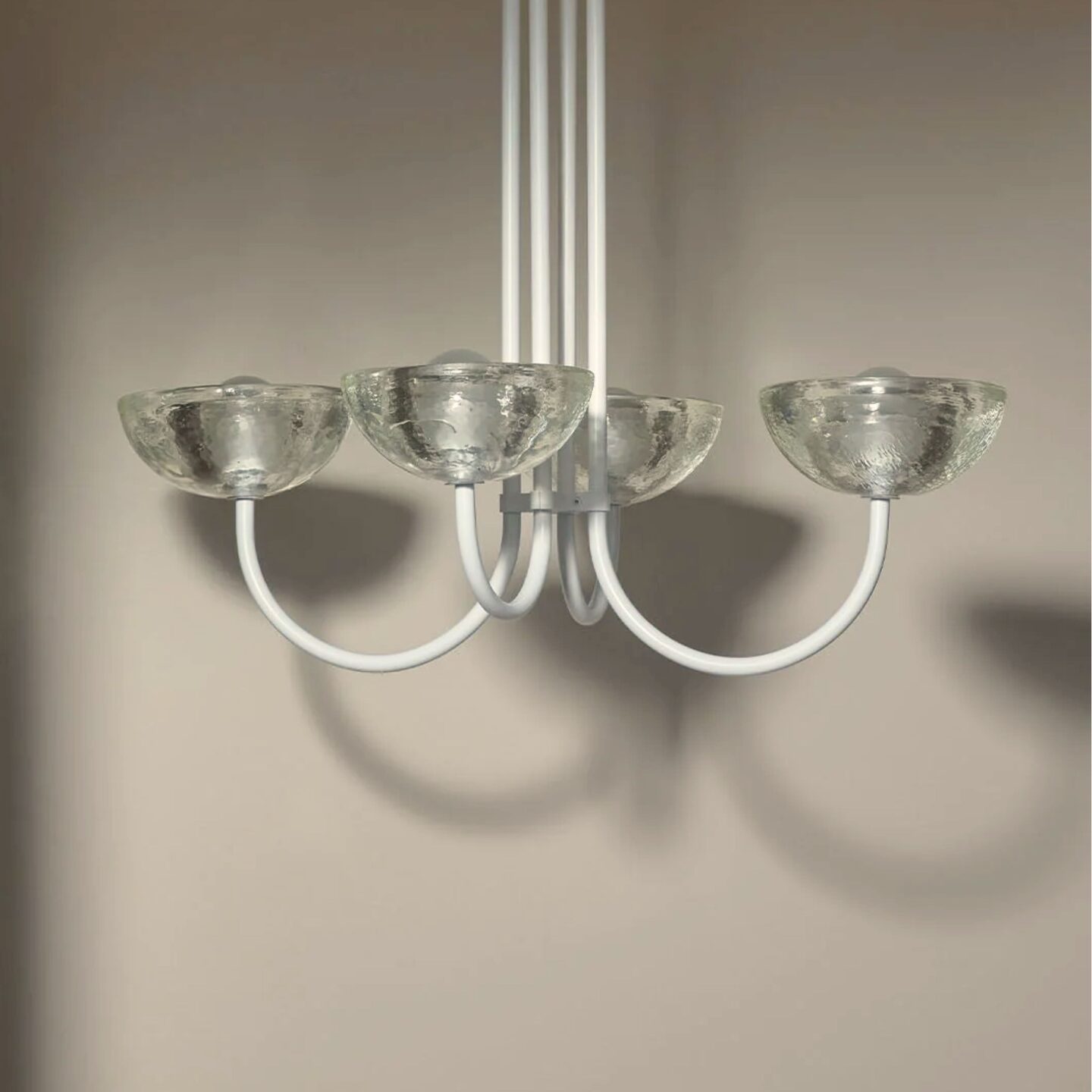 Aurelia Chandelier Narrow Cast Glass & White Satin
